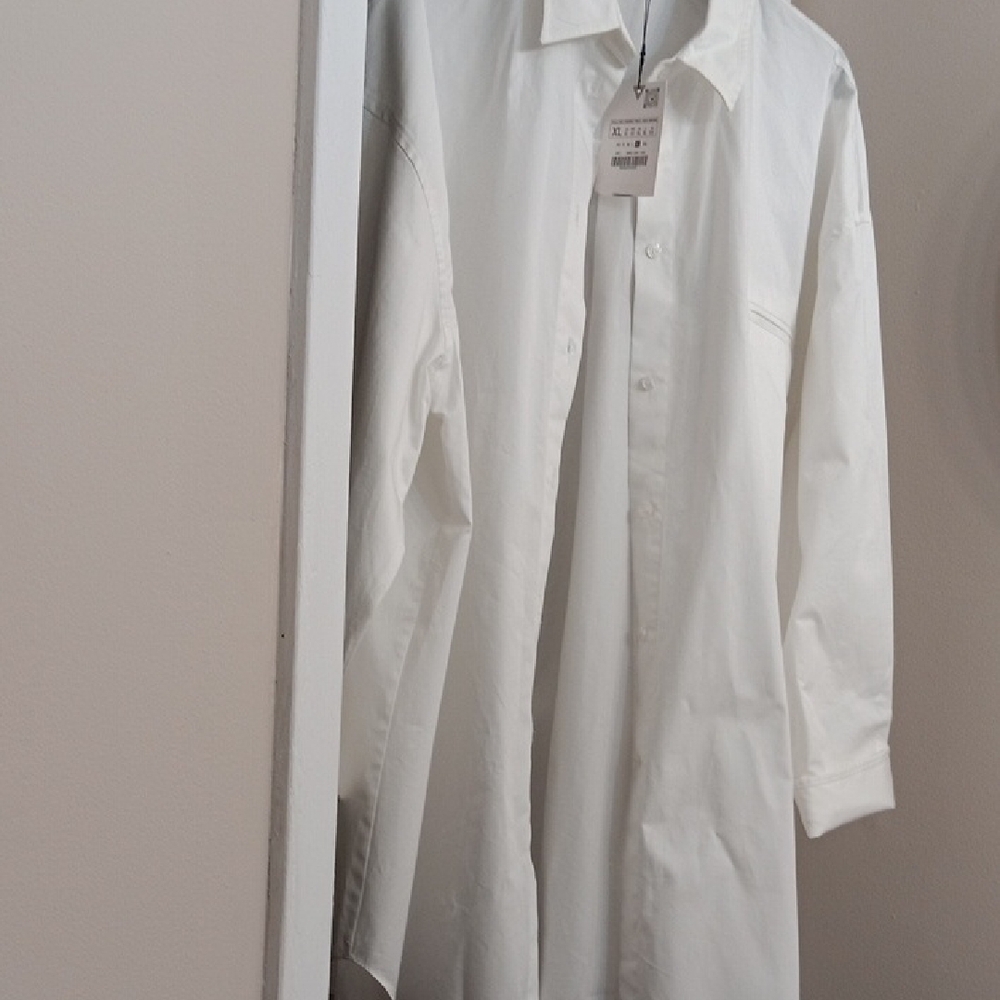 Zara White Oversized Button Down Shirt -NWT - Picture 5 of 6